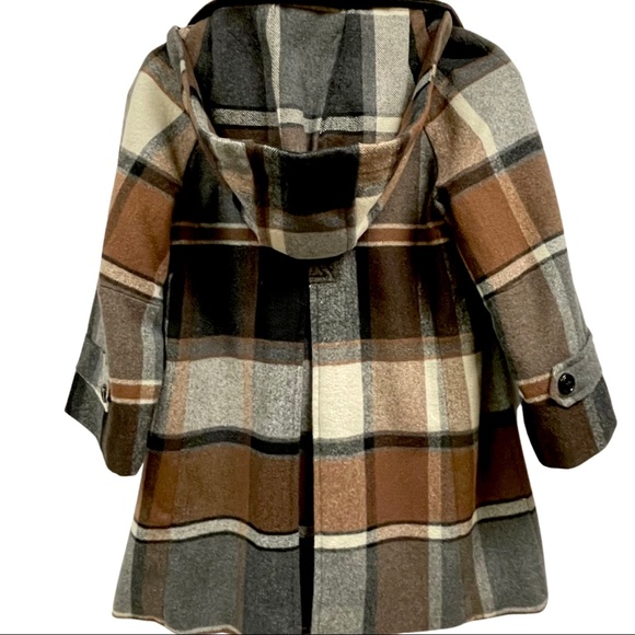 Plaid Hooded Double Breasted Coat - Picture 2 of 7